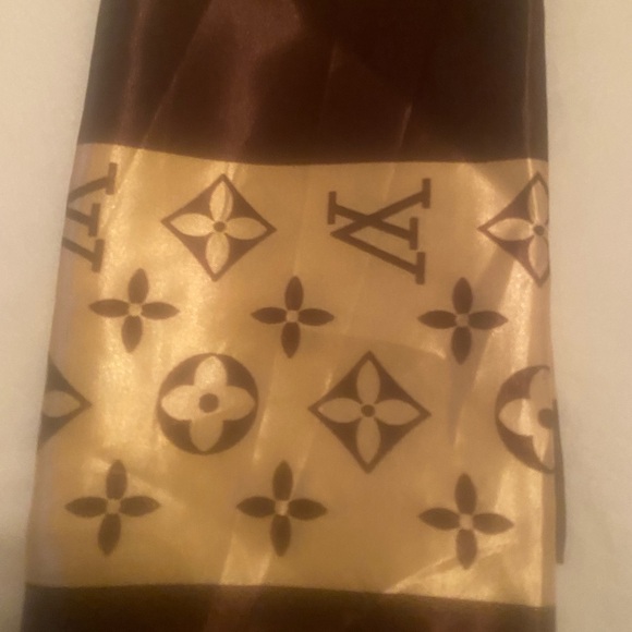 Monogram Silk Scarf Panel in Brown and Gold/copper - Picture 2 of 5